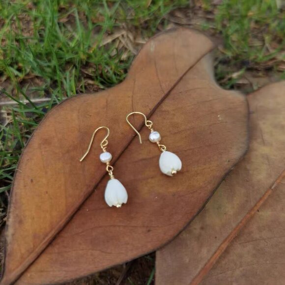 Delicate Pearl-Drop Earrings - Picture 2 of 2
